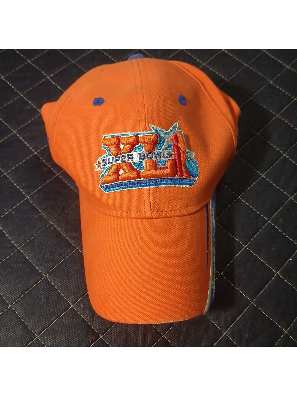 NFL Super Bowl XLI Orange Baseball Cap Blue Embroidered Strapback Hat